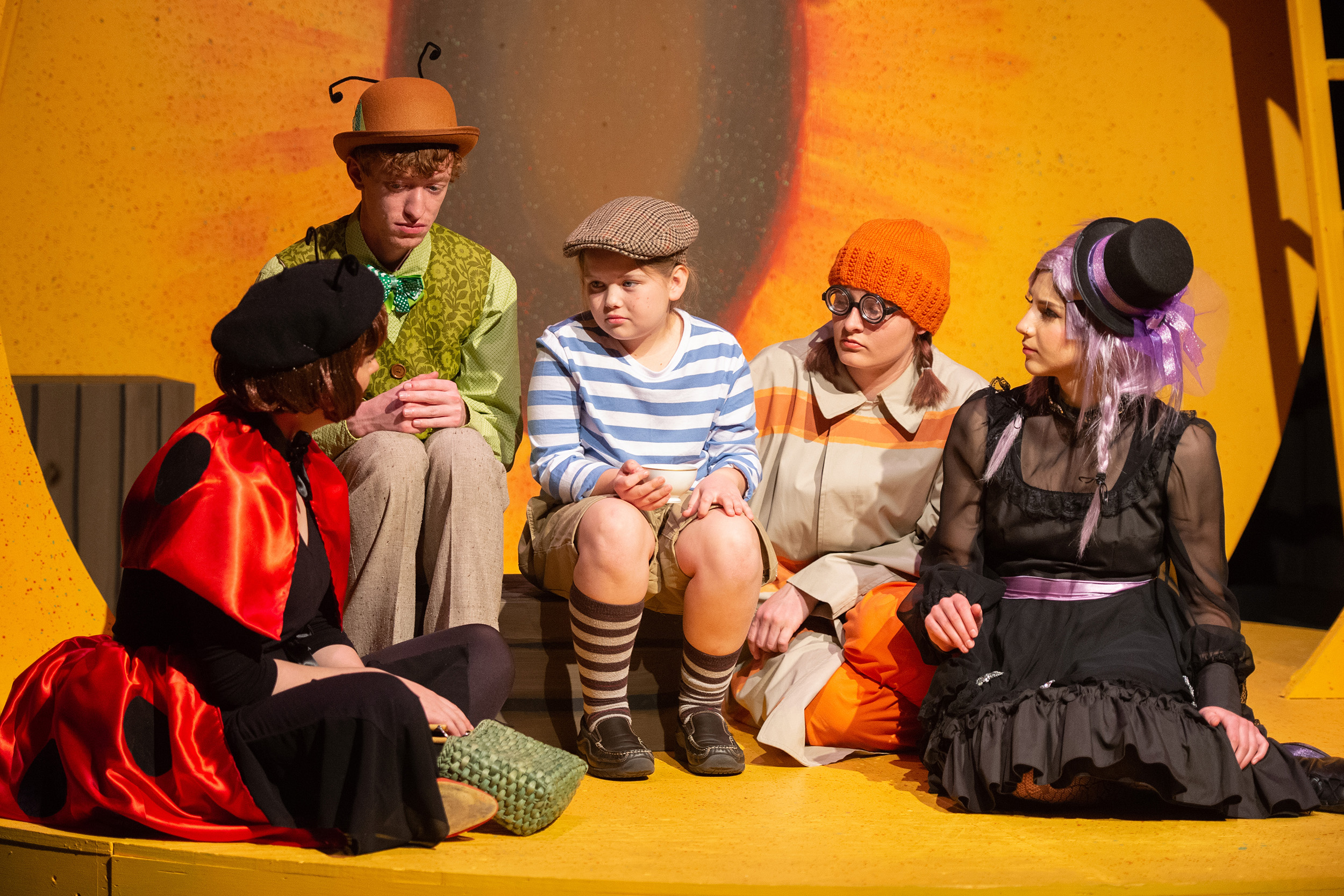 Production photo from Hesston College performance of James and the Giant Peach, spring 2022