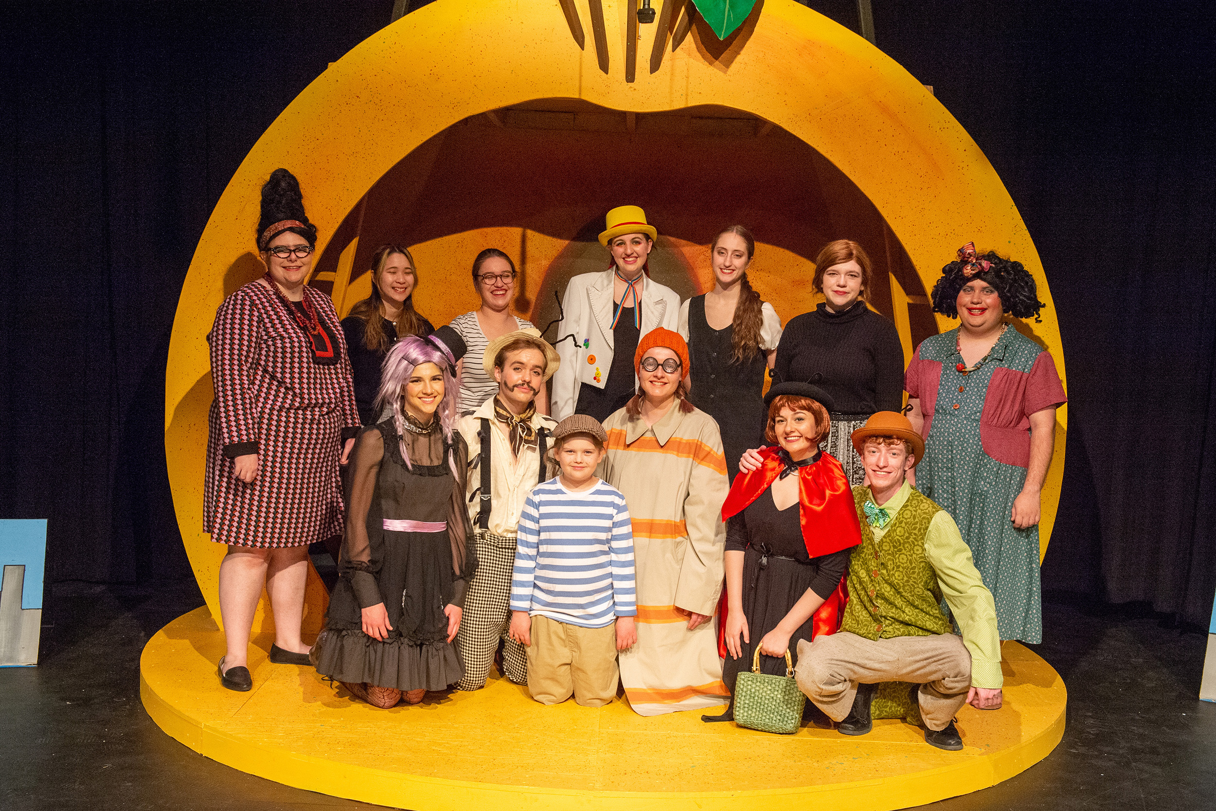 Cast photo from Hesston College production of James and the Giant Peach, spring 2022