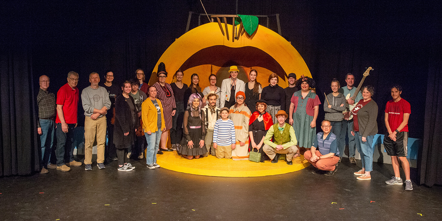 Cast and crew photo from spring 2022 Hesston College production of James and the Giant Peach