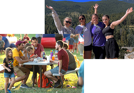 photos of business students in Colorado and families enjoying the Homecoming 2023 family festival