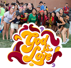Opening Weekend mod olympics group photo and God is Love - 2022-23 HC theme verse