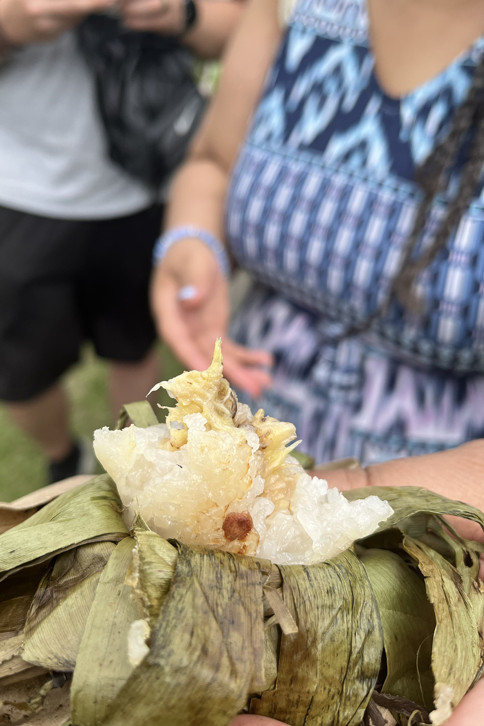 Photo - Sweet sticky rice and beans wrapped in a banana leaf