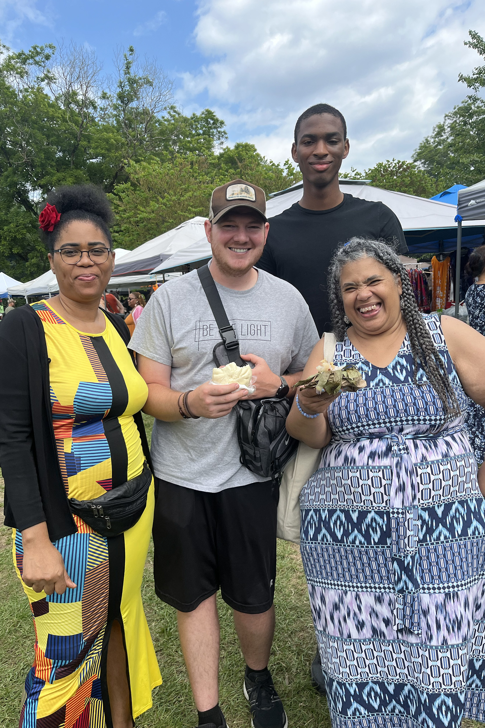 photo - Wideline Charles, Keith Showalter, Bryce Blake and Anita Charles enjoy Southeast Asian food.