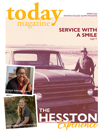 spring 2023 cover of Hesston College Today magazine - Service with a Smile