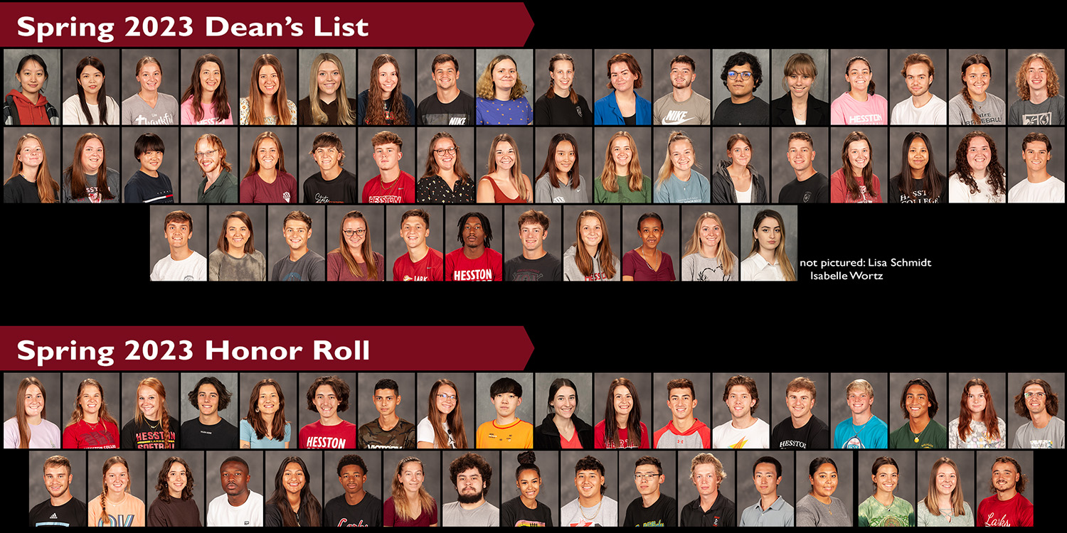 composite photo of students named to spring 2023 dean's list and honor roll
