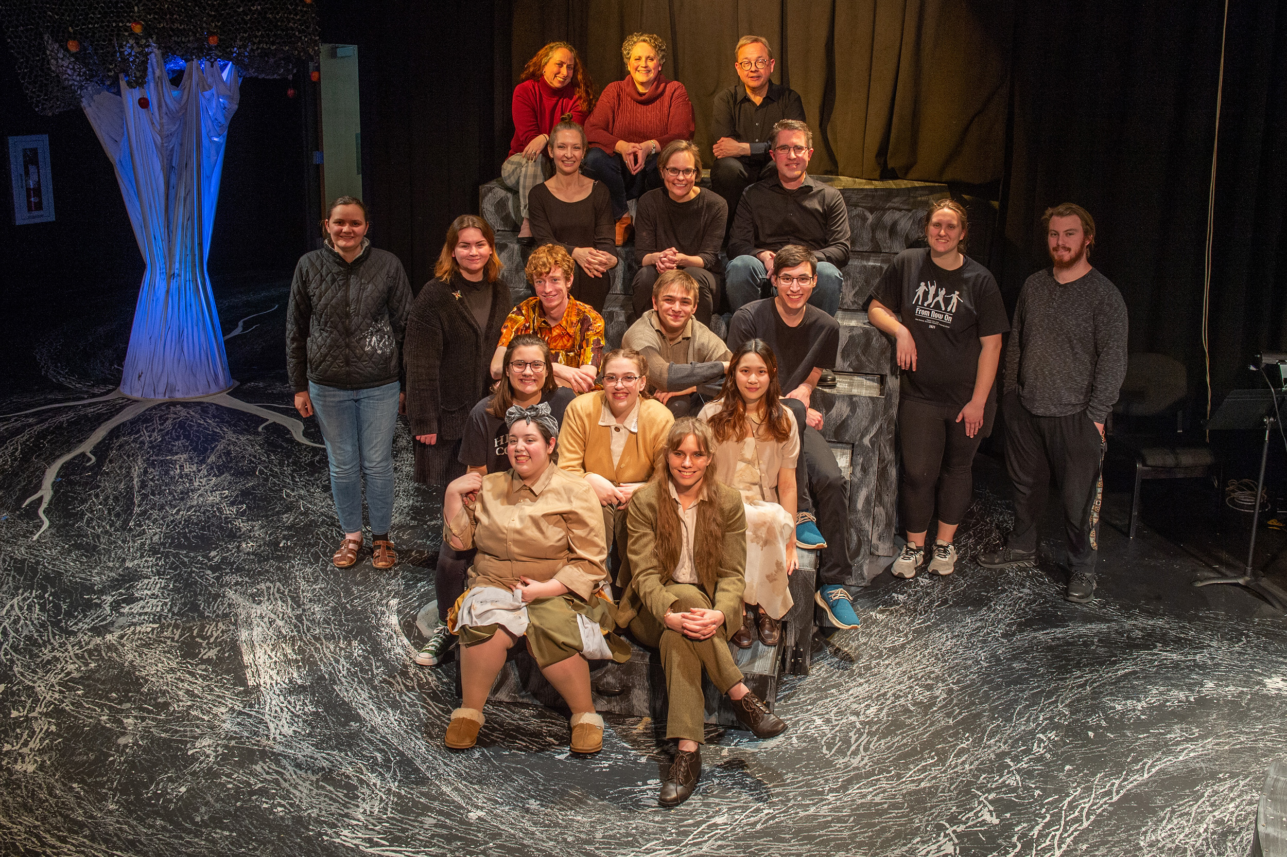 cast and crew photo from the spring 2023 Hesston College Theatre production of The Apple Tree