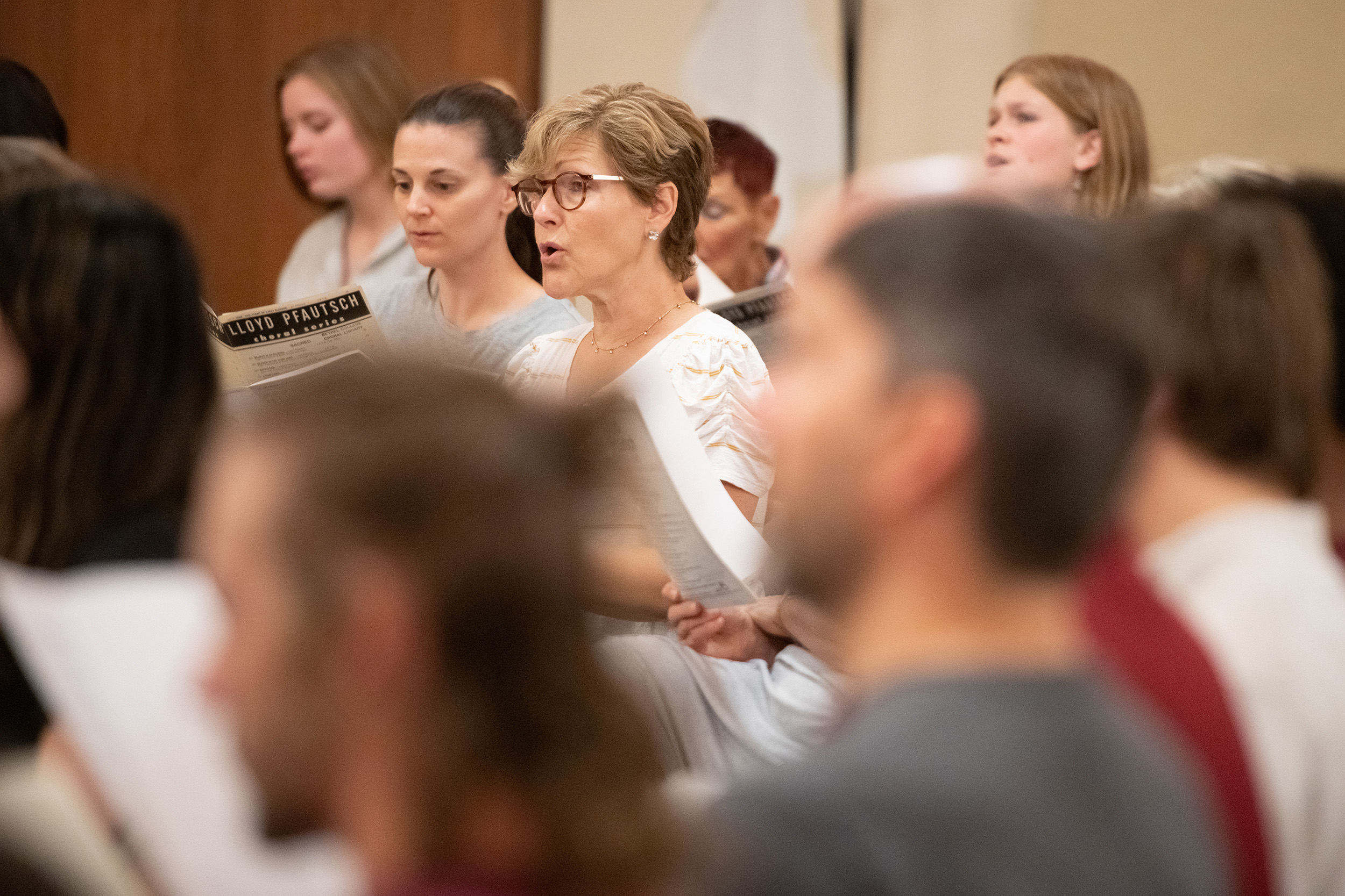 photo - Hesston College Homecoming 2023 - Bel Canto and alumni choir rehearsal