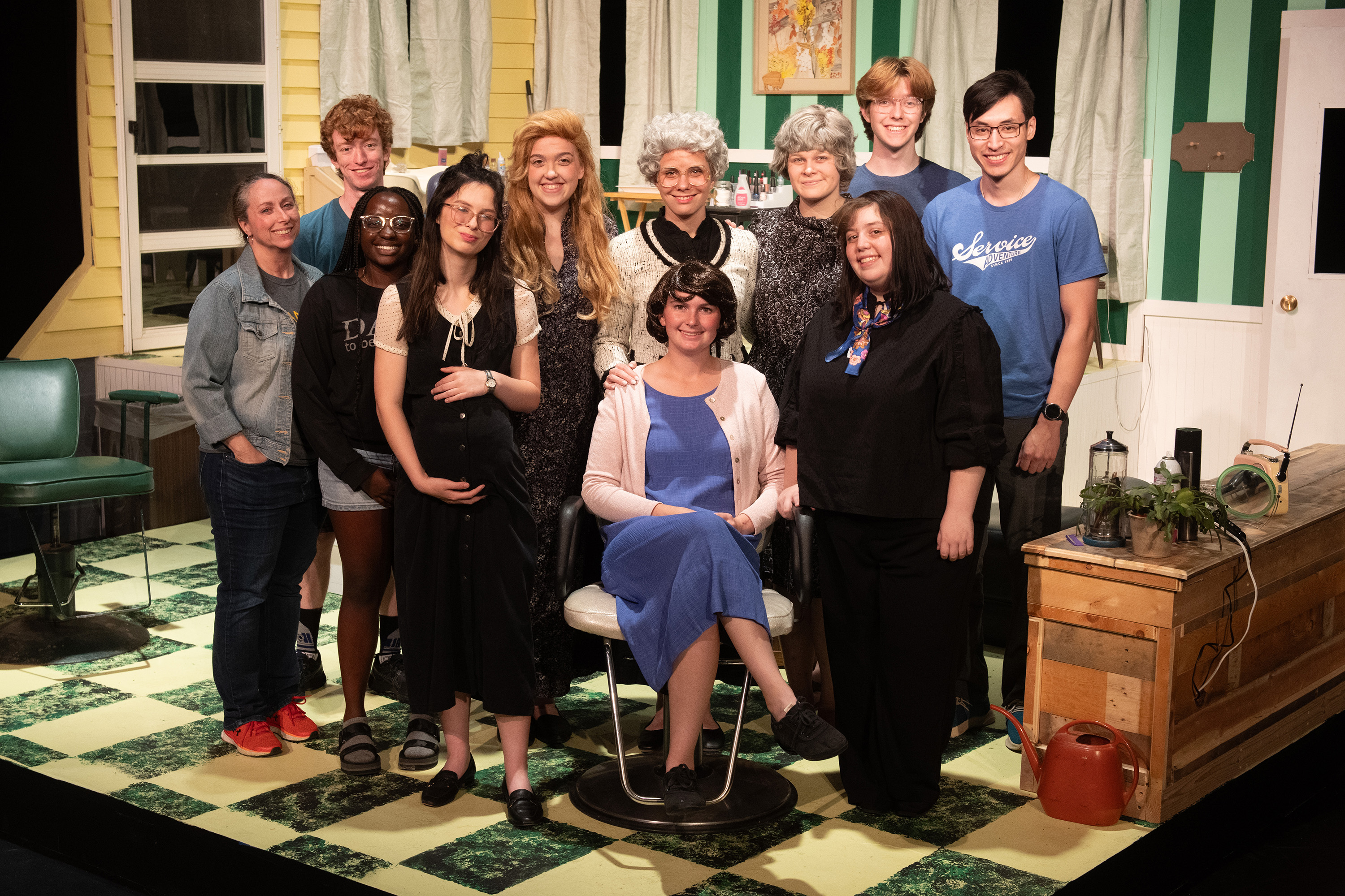 cast and crew photo from Hesston College Theatre fall 2023 show "Steel Magnolias"