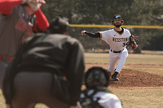 Deklan Kulaski throws a pitch for the spring 2023 Lark baseball team