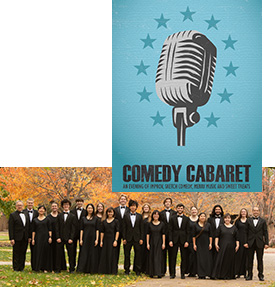 May timeline photos - A Comedy Cabaret poster, Bel Canto Singers group photo